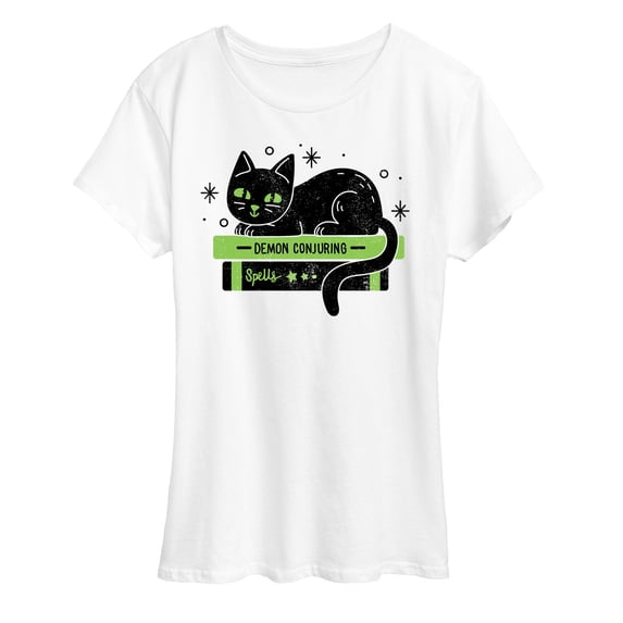 Instant Message - Cat and Spell Books Short Sleeve Graphic T-Shirt
