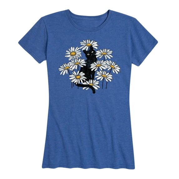 Instant Message - Cat in Field of Daisies - Women's Short Sleeve Graphic T-shirt