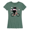 thumbnail image 1 of Instant Message - Cat on Bike Hearts - Women's Short Sleeve Graphic T-shirt, 1 of 5