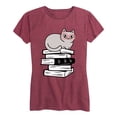 thumbnail image 1 of Instant Message - Cat on Books - Women's Short Sleeve Graphic T-shirt, 1 of 5