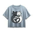thumbnail image 1 of Instant Message - Cats Heart Tails - Youth Girl Short Sleeve Boxy Tee, 1 of 5
