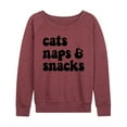thumbnail image 1 of Instant Message - Cats Naps Snacks - Women's Lightweight French Terry Long Sleeve Shirt, 1 of 6