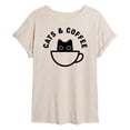 thumbnail image 1 of Instant Message - Cats and Coffee Oversized Graphic T-Shirt, 1 of 5