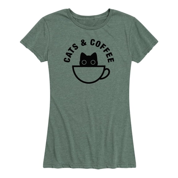 Instant Message - Cats and Coffee Short Sleeve Graphic T-Shirt