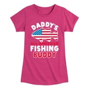 Instant Message - Celebrate Family - Daddy's All American Fishing Buddy - Toddler & Youth Girls Short Sleeve Graphic T-Shirt