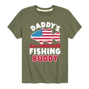 Instant Message - Celebrate Family - Daddy's All American Fishing Buddy - Toddler & Youth Short Sleeve Graphic T-Shirt