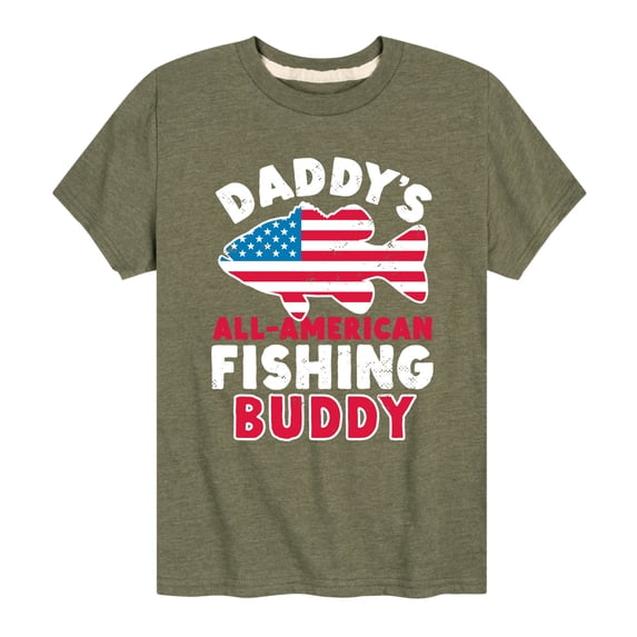Instant Message - Celebrate Family - Daddy's All American Fishing Buddy - Toddler & Youth Short Sleeve Graphic T-Shirt