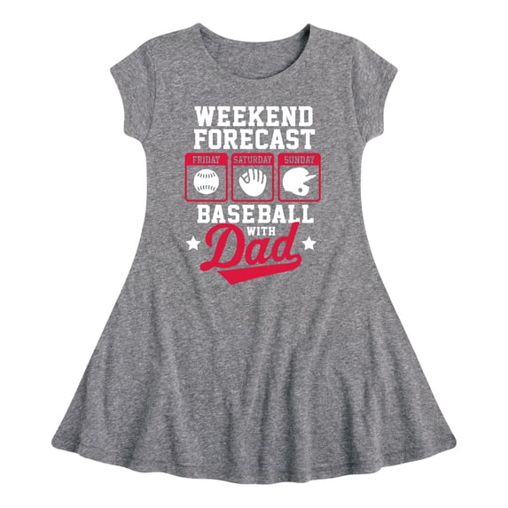 Instant Message - Celebrate Family - Weekend Forecast Baseball with Dad - Toddler & Youth Girls Fit & Flare Dress