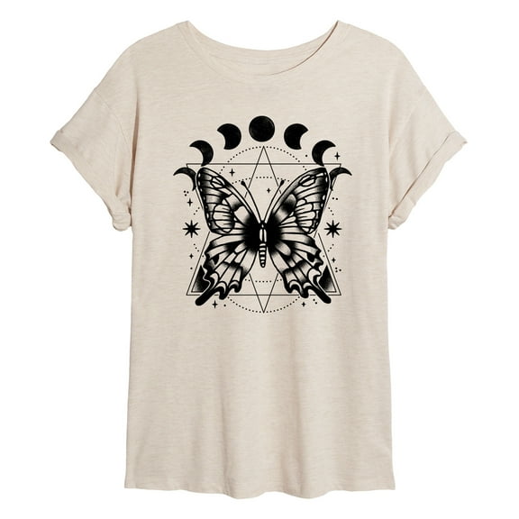 Instant Message - Celestial Butterfly - Women's Oversized Graphic T-Shirt