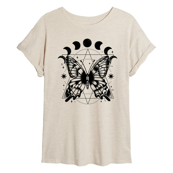 Instant Message - Celestial Butterfly - Women's Oversized Graphic T-Shirt