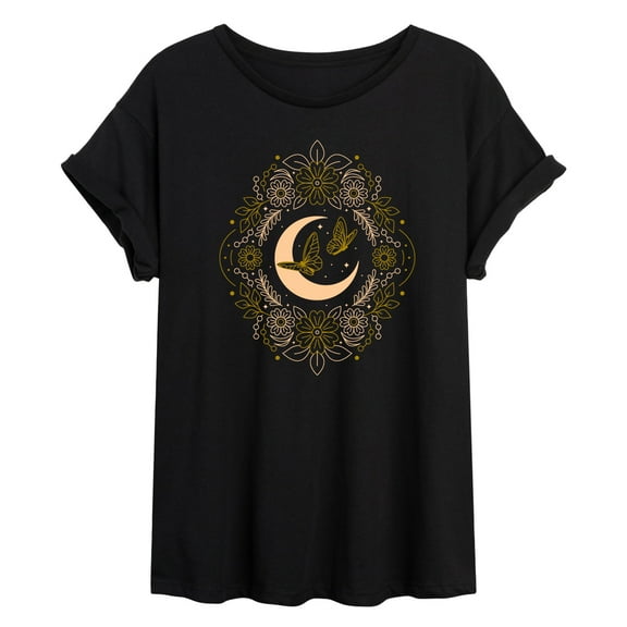 Instant Message - Celestial Florals - Women's Oversized Graphic T-Shirt