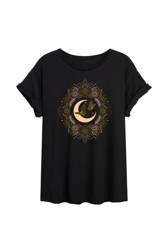 - Celestial Florals - Women's Oversized Graphic T-Shirt
