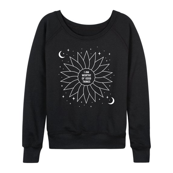Instant Message - Celestial Flower Affirmation - Women's Lightweight French Terry Long Sleeve Shirt