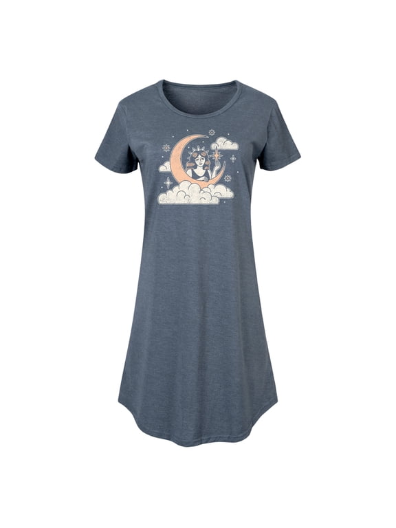 - Celestial Moon Woman Graphic T-shirt Dress