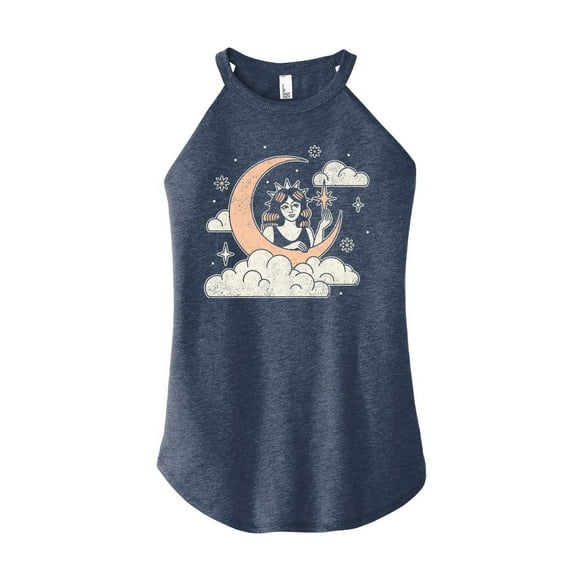 Instant Message - Celestial Moon Woman - Womens High Neck Tank