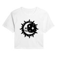 thumbnail image 1 of Instant Message - Celestial Moon with Skull Face - Juniors Cropped Graphic T-Shirt, 1 of 5