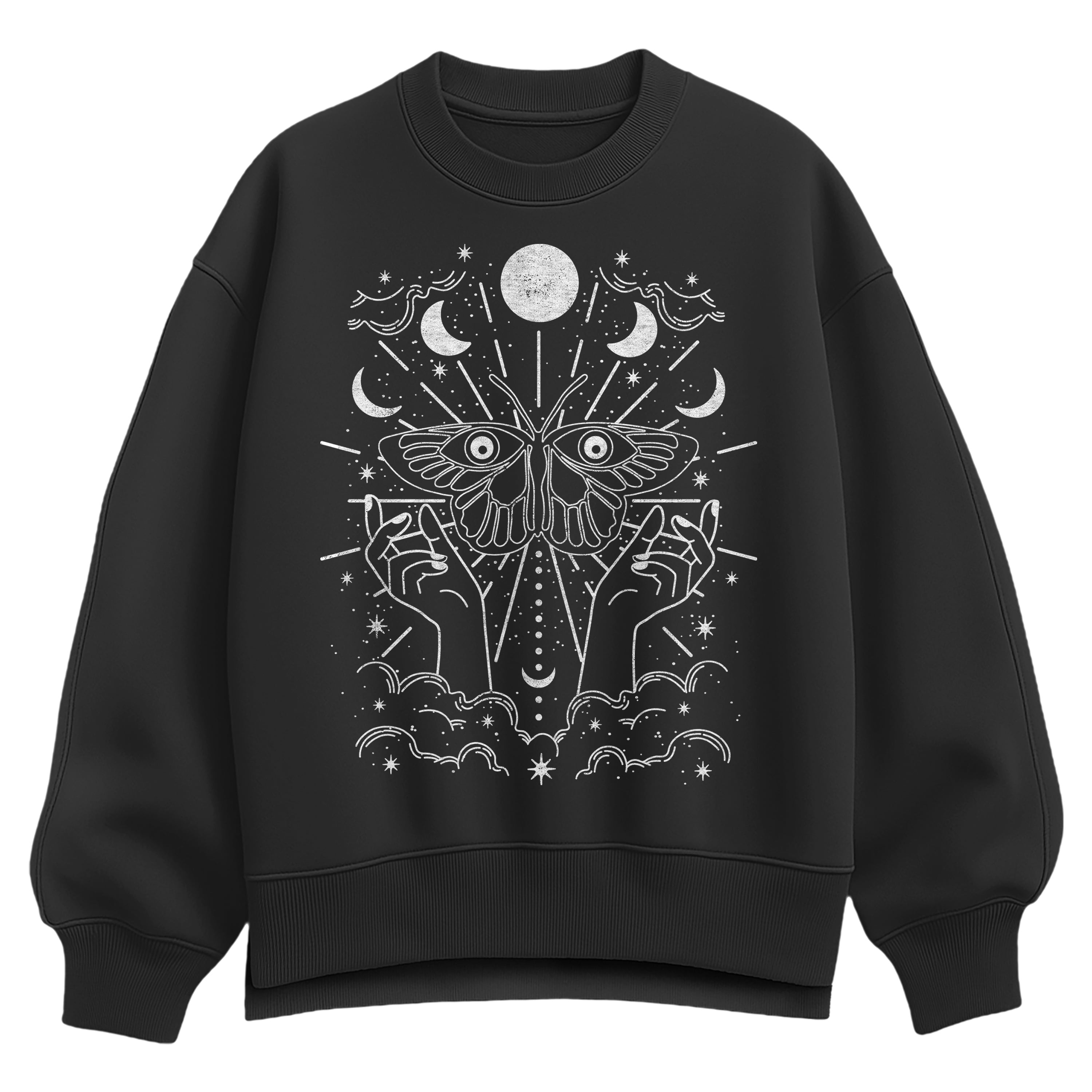 Instant Message - Celestial Moth - Women's Oversized Fleece Crew ...