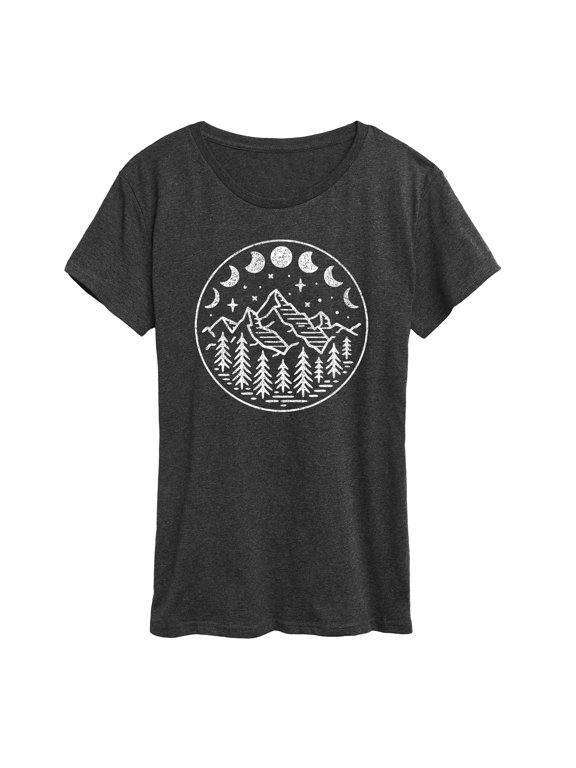 - Celestial Mountains Moon Phases Women's Short Sleeve Graphic T-Shirt