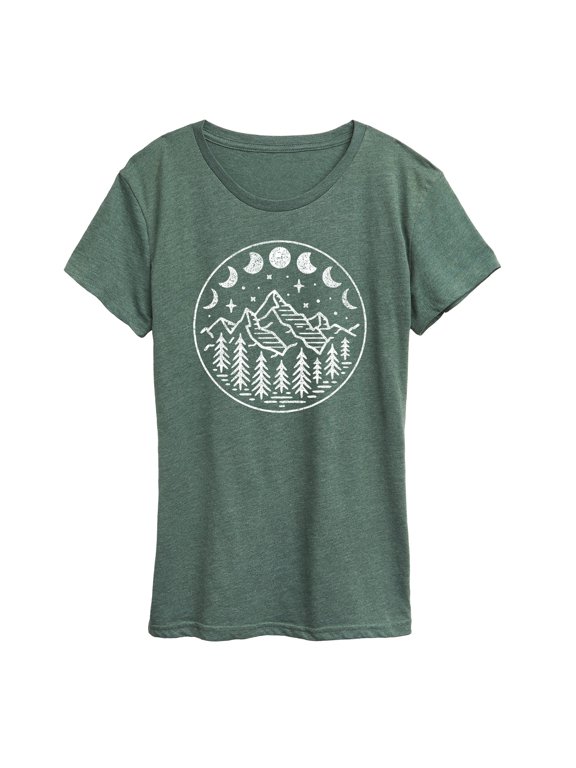 - Celestial Mountains Moon Phases Women's Short Sleeve Graphic T-Shirt