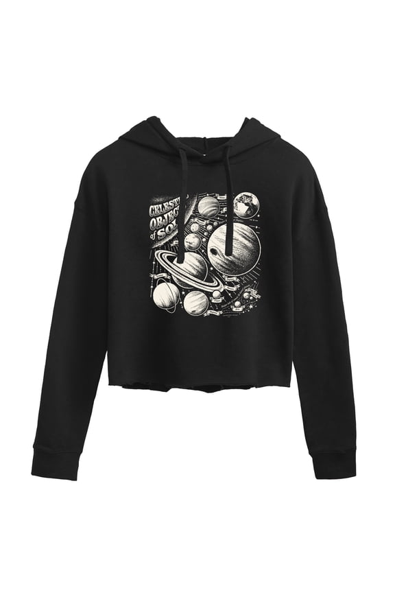 - Celestial Objects - Outer Space - Planets - Astrology - Womens Cropped Hoodie