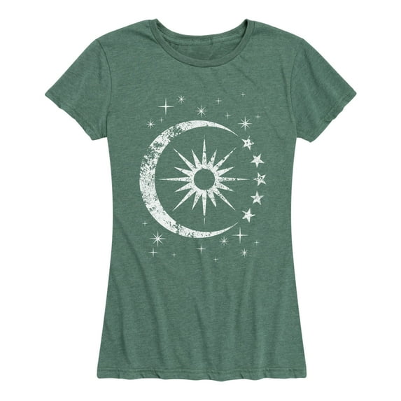 Instant Message - Celestial Sun Moon Scene - Women's Short Sleeve Graphic T-Shirt