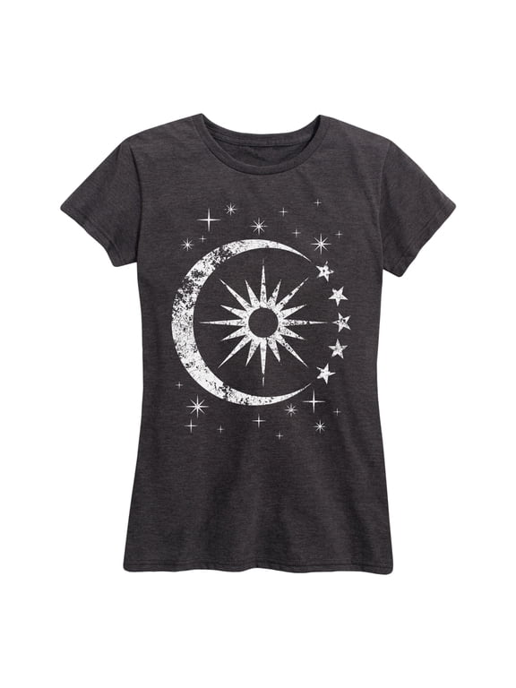 - Celestial Sun Moon Scene Women's Short Sleeve Graphic T-Shirt