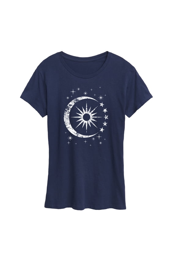- Celestial Sun Moon Scene - Women's Short Sleeve Graphic T-Shirt