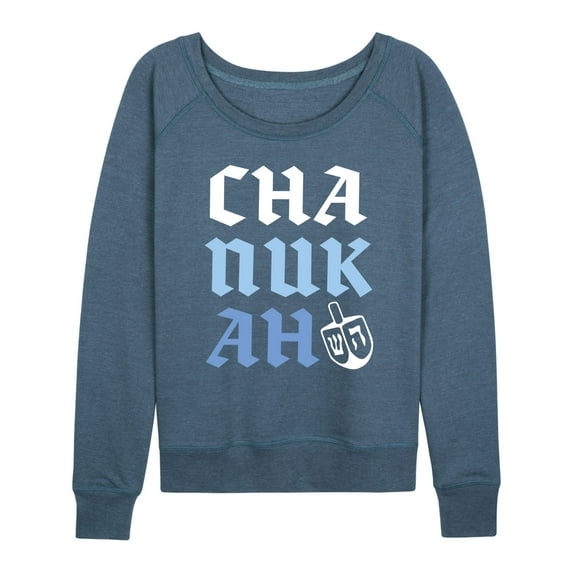 Instant Message - Chanukah Stacked - Ladies French Terry Long Sleeve Shirt