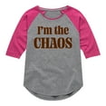 thumbnail image 1 of Instant Message - Chaos Caffeine Kid - Toddler & Youth Girls Raglan Graphic T-Shirt, 1 of 5