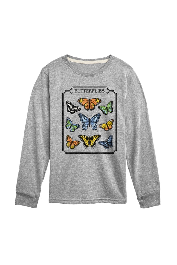 - Chart Of Butterflies - Youth Boys Long Sleeve Graphic T-Shirt