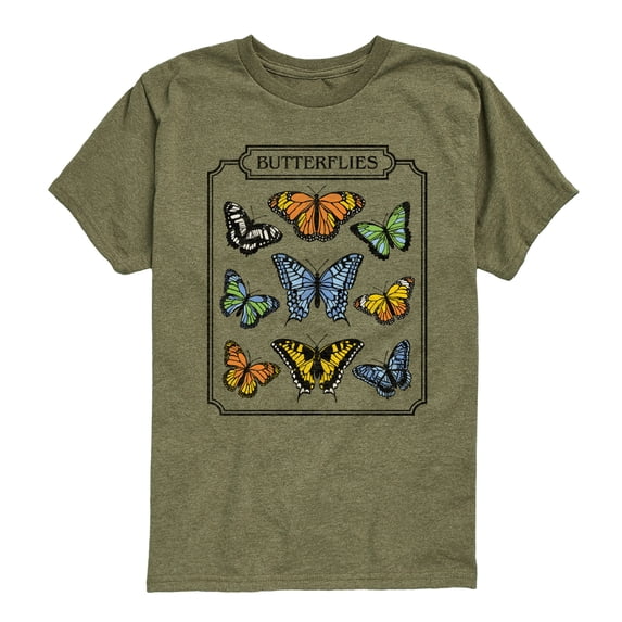 Instant Message - Chart Of Butterflies - Youth Boys Short Sleeve Graphic T-Shirt