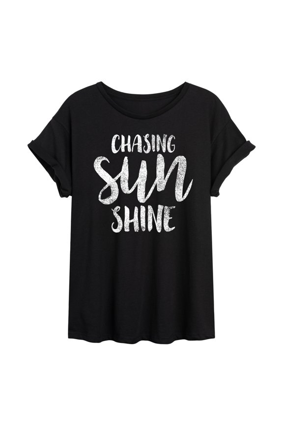 - Chasing Sunshine - Juniors Oversized Graphic T-Shirt