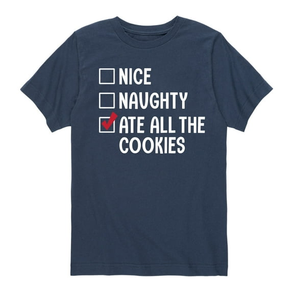 Instant Message - Checklist Nice Naughty Ate Cookies  - Toddler And Youth Boys Short Sleeve T-Shirt