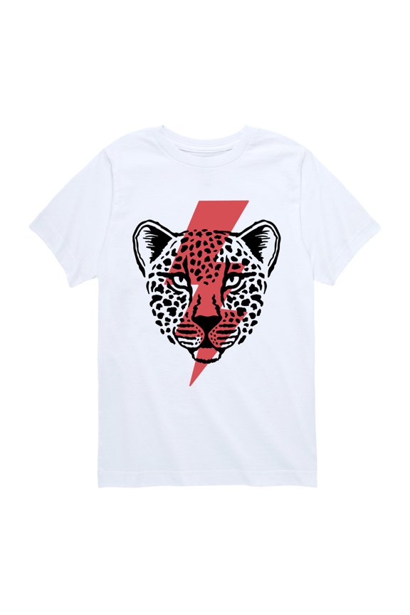 - Cheetah Face Lightning Bolt Short Sleeve Graphic T-Shirt