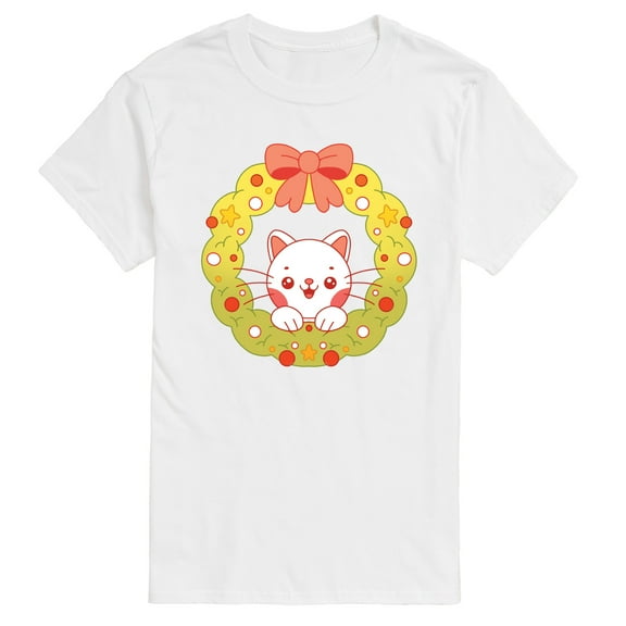 Instant Message - Chibi Cat Wreath - Men's Short Sleeve Graphic T-Shirt