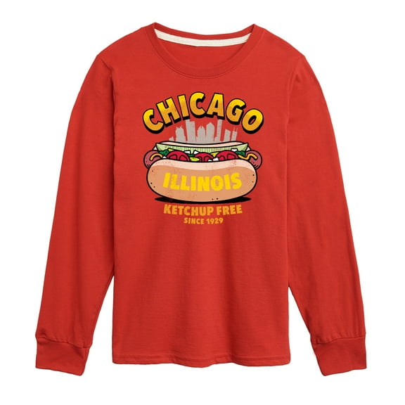 Instant Message - Chicago Hot Dog Skyline  - Toddler & Youth Long Sleeve Graphic T-Shirt