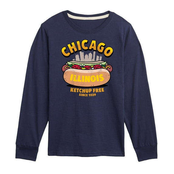 Instant Message - Chicago Hot Dog Skyline - Toddler & Youth Long Sleeve Graphic T-Shirt
