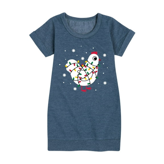 Instant Message - Chicken Christmas Lights - Toddler And Youth Girl Fleece Dress