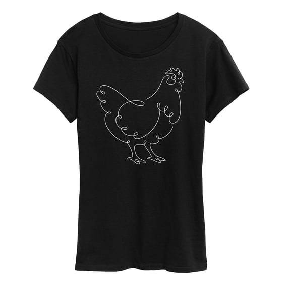 Instant Message - Chicken Continuous Line Doodle - Women's Short Sleeve Graphic T-Shirt