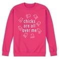 thumbnail image 1 of Instant Message - Chicks Are All Over Me - Men's Crew Neck Fleece Pullover, 1 of 5