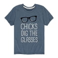 thumbnail image 1 of Instant Message - Chicks Dig The Glasses  - Youth Short Sleeve Tee, 1 of 5