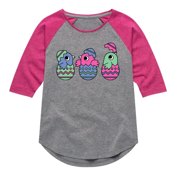 Instant Message - Chicks In Eggs - Toddler And Youth Girls Raglan Graphic T-Shirt