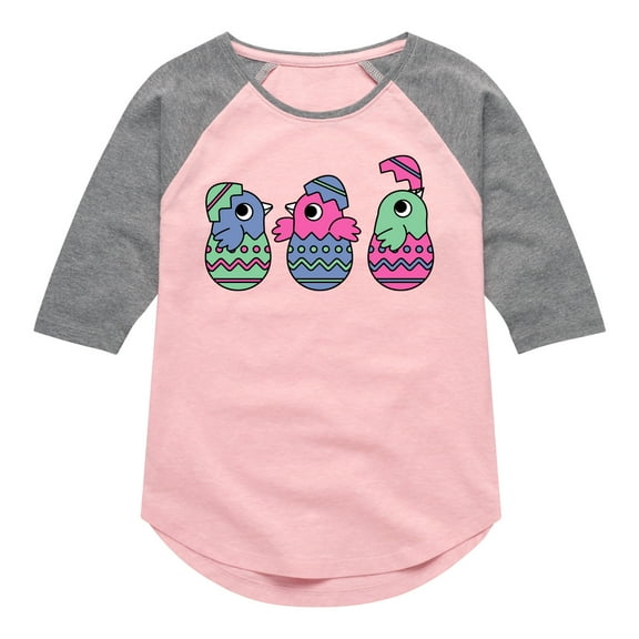 Instant Message - Chicks In Eggs - Toddler And Youth Girls Raglan Graphic T-Shirt