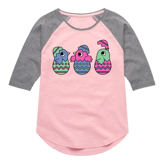 Instant Message - Chicks In Eggs - Toddler And Youth Girls Raglan Graphic T-Shirt