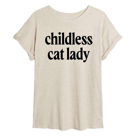 Instant Message - Childless Cat Lady Black - Women's Oversized Graphic T-Shirt