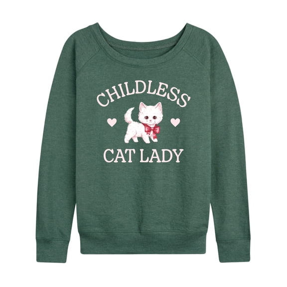 Instant Message - Childless Cat Lady Kitten - Women's French Terry Pullover Long Sleeve Shirt