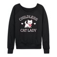 thumbnail image 1 of Instant Message - Childless Cat Lady Kitten Women's Lightweight French Terry Wide Neck Long Sleeve Graphic Shirt, 1 of 6
