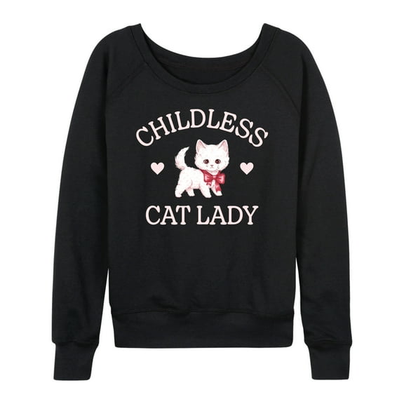 Instant Message - Childless Cat Lady Kitten - Women's French Terry Pullover Long Sleeve Shirt