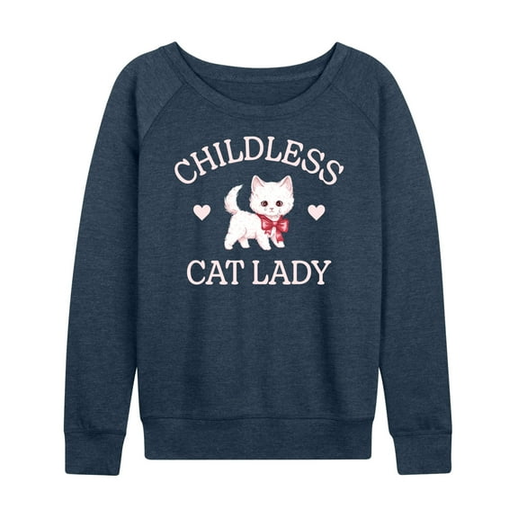 Instant Message - Childless Cat Lady Kitten - Women's French Terry Pullover Long Sleeve Shirt
