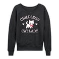 thumbnail image 1 of Instant Message - Childless Cat Lady Kitten Women's Lightweight French Terry Wide Neck Long Sleeve Graphic Shirt, 1 of 6